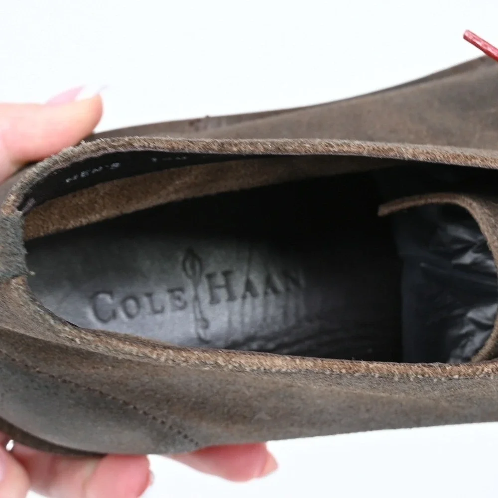 Cole Haan Mens Brown Suede Chukka Boots Red Laces Contrast Sole Size 13M